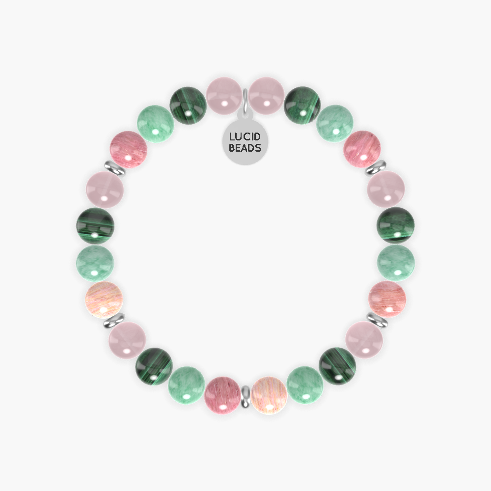 Heart Chakra - Rose Quartz, Rhodonite, Green Jade and Malachite Bracelet