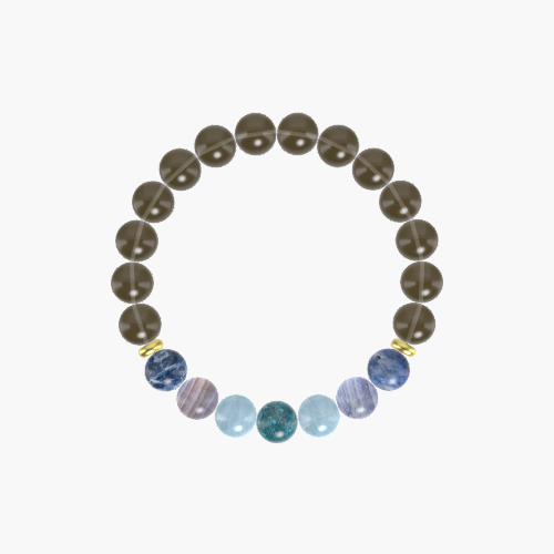 Smoky Quartz, Aquamarine, Blue Lace Agate and more Gemstone Bracelet