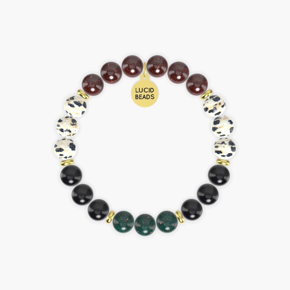 Black Obsidian, Dalmatian Jasper, Garnet and more Gemstone Bracelet