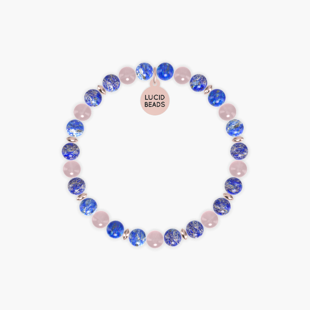 Libra Zodiac Sign - Lapis Lazuli and Rose Quartz Bracelet