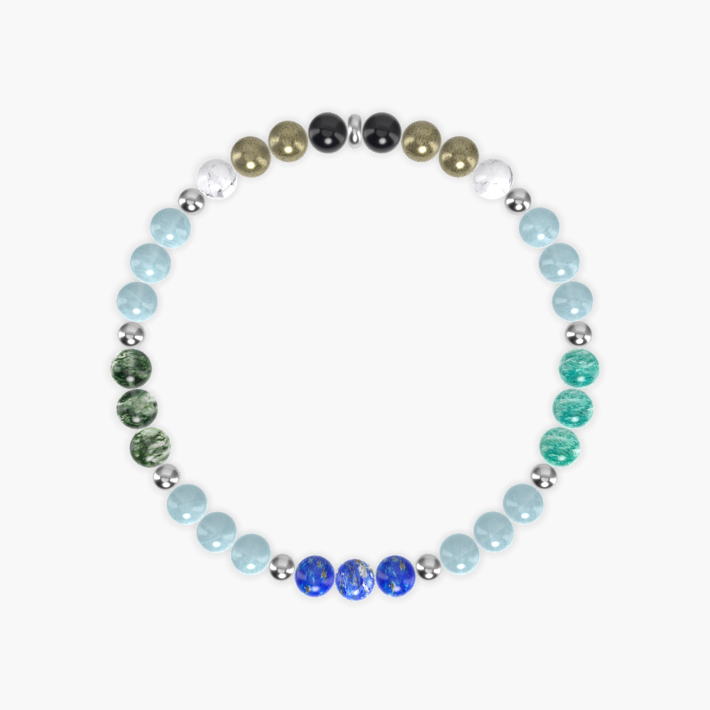 Aquamarine, Pyrite, Lapis Lazuli and more Gemstone Bracelet