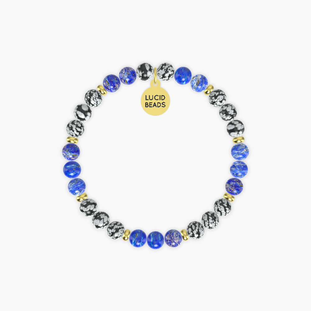 Snowflake Obsidian and Lapis Lazuli Bracelet