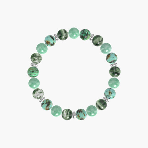 African Turquoise, Green Jade and Moss Agate Bracelet