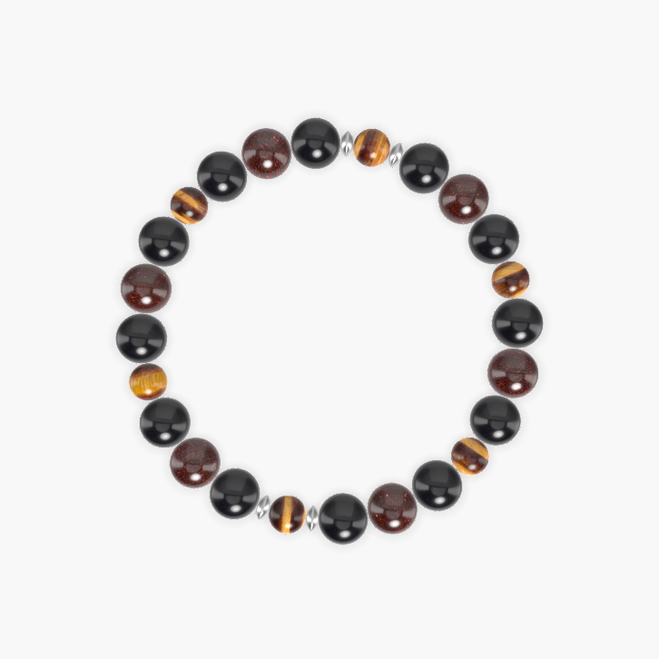 Black Tourmaline, Garnet and Tiger Eye Bracelet