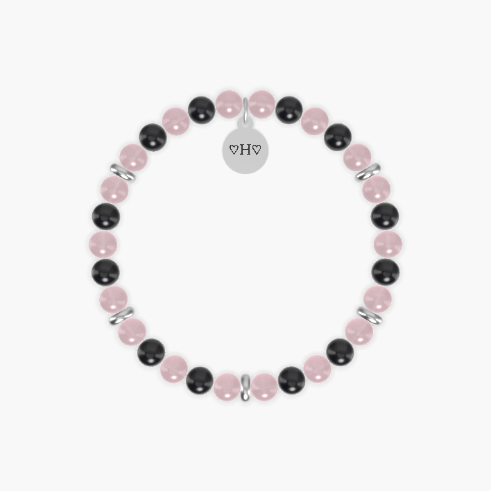 Rose Quartz and Black Obsidian Bracelet