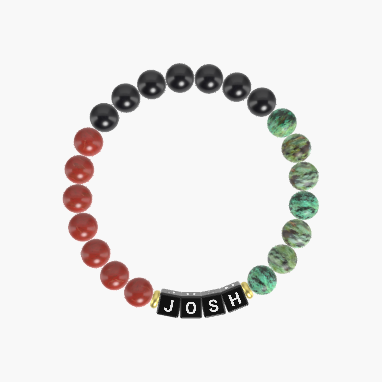 African Turquoise, Black Tourmaline and Red Jasper Bracelet