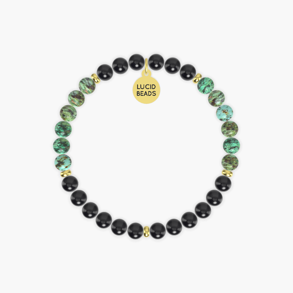 Black Obsidian and African Turquoise Bracelet