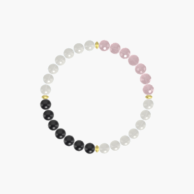 Moonstone, Rose Quartz and Black Obsidian Bracelet