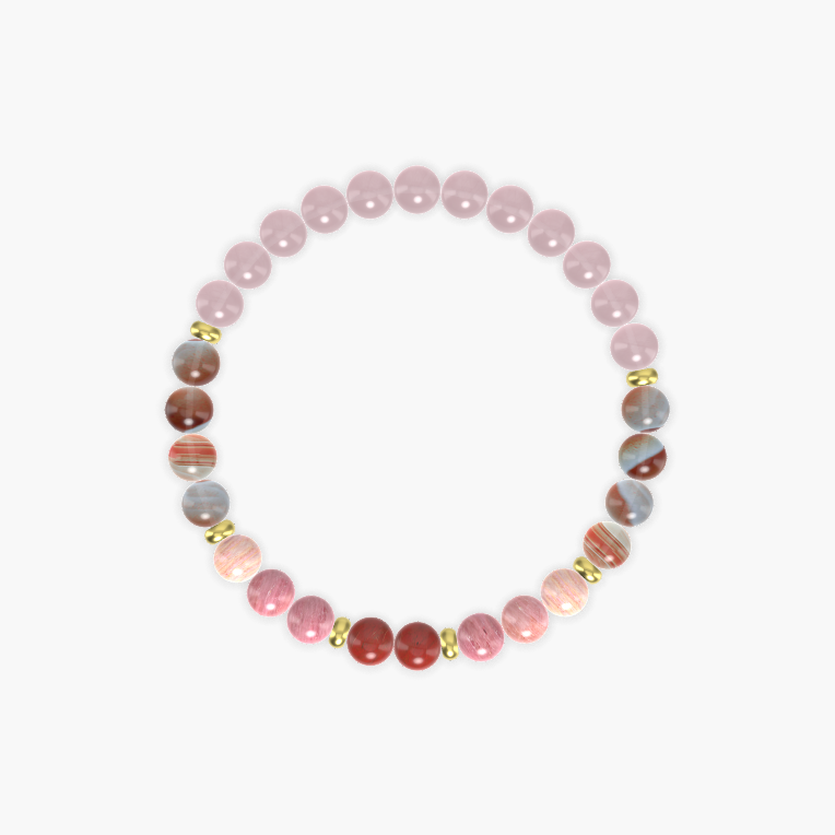 Rose Quartz, Sardonyx, Rhodonite and more Gemstone Bracelet