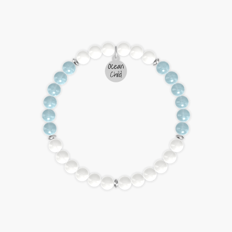 White Jade and Aquamarine Bracelet