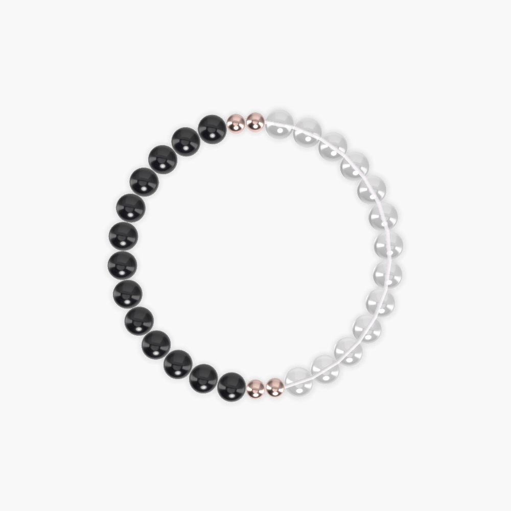 Clear Quartz and Black Tourmaline Bracelet