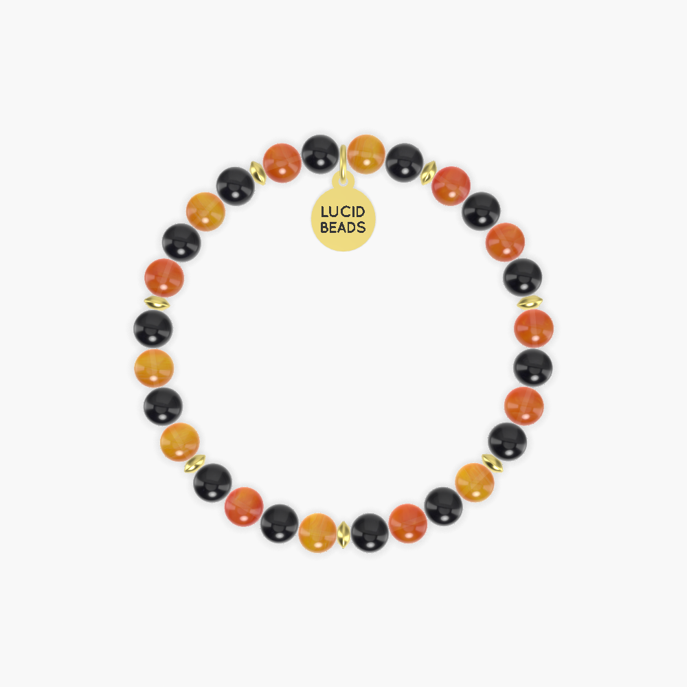 Shadow Fire - Black Obsidian and Carnelian Bracelet