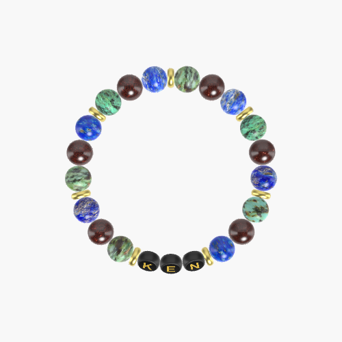 Lapis Lazuli, Garnet and African Turquoise Bracelet