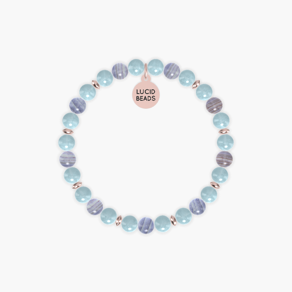 Gemini Zodiac Sign - Aquamarine and Blue Lace Agate Bracelet