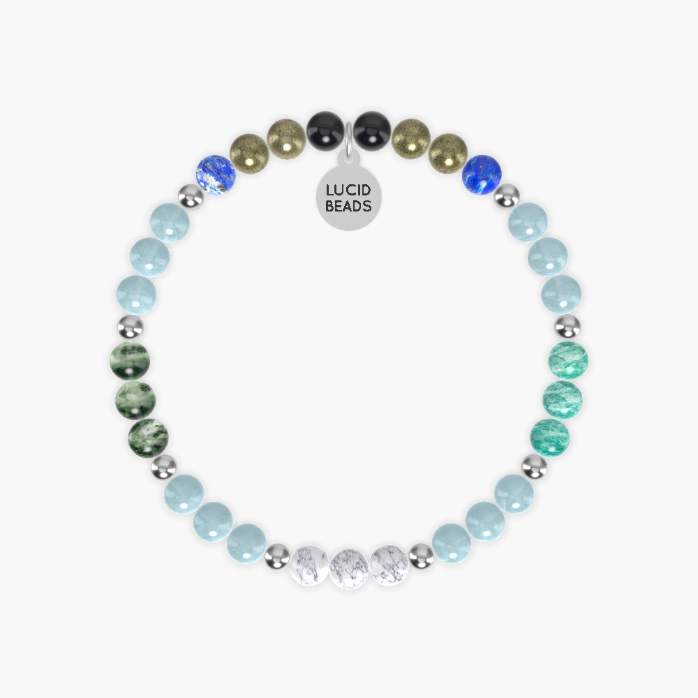 Aquamarine, Pyrite, Howlite and more Gemstone Bracelet