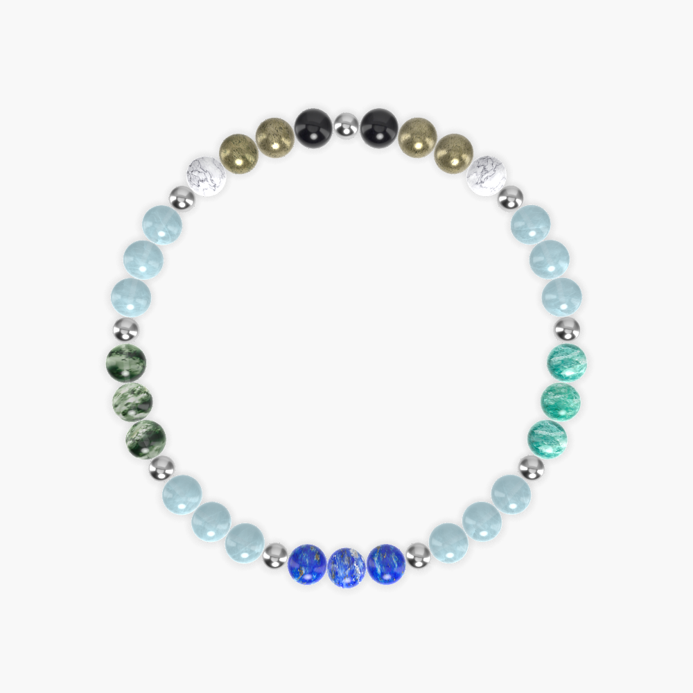 Aquamarine, Pyrite, Lapis Lazuli and more Gemstone Bracelet