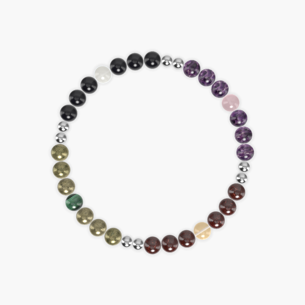 Garnet, Amethyst, Black Obsidian and more Gemstone Bracelet