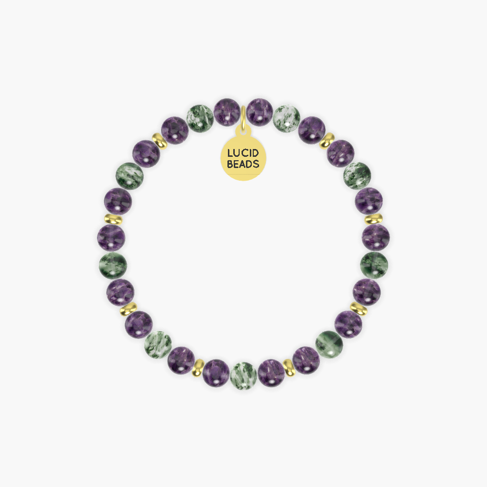 Amethyst and Moss Agate Bracelet