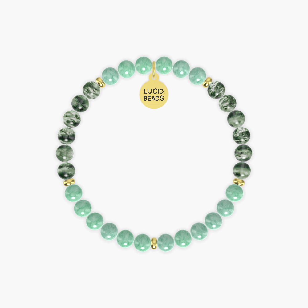 Harmony Blessing Gift - Green Jade and Moss Agate Bracelet