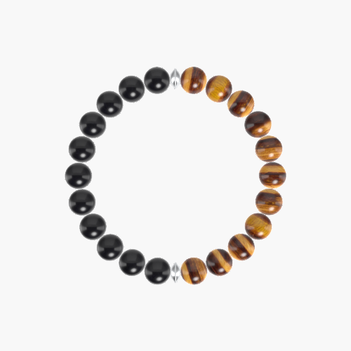 Tiger Eye and Black Obsidian Bracelet