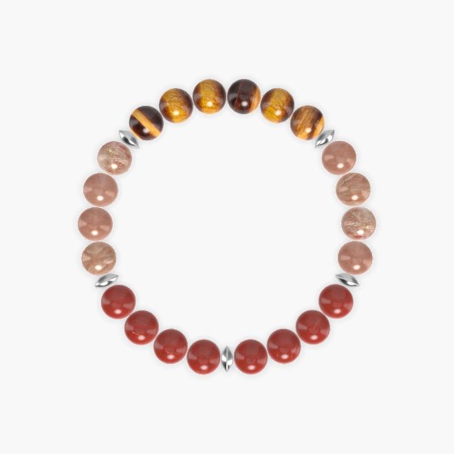 Red Jasper, Sunstone and Tiger Eye Bracelet