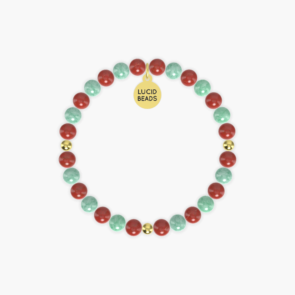 Festive Harmony - Red Jasper and Green Jade Bracelet for National Poinsettia Day