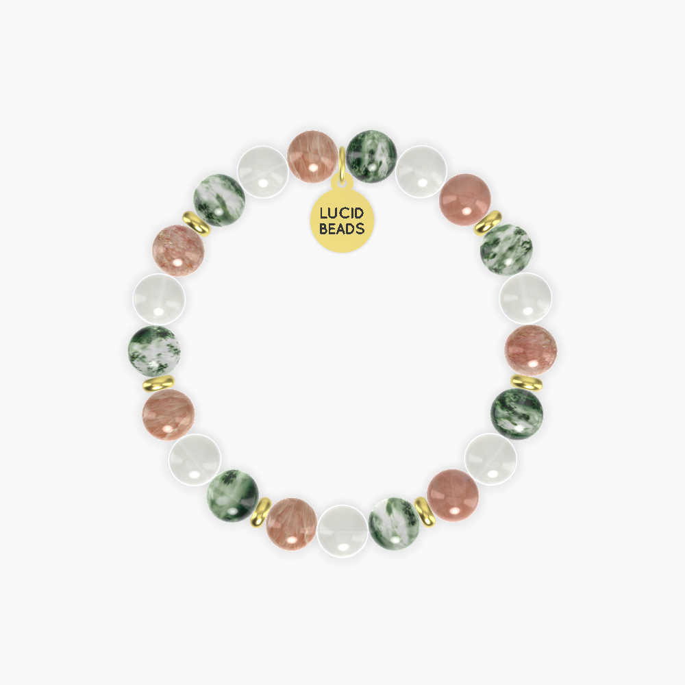 Moonstone, Moss Agate and Sunstone Bracelet