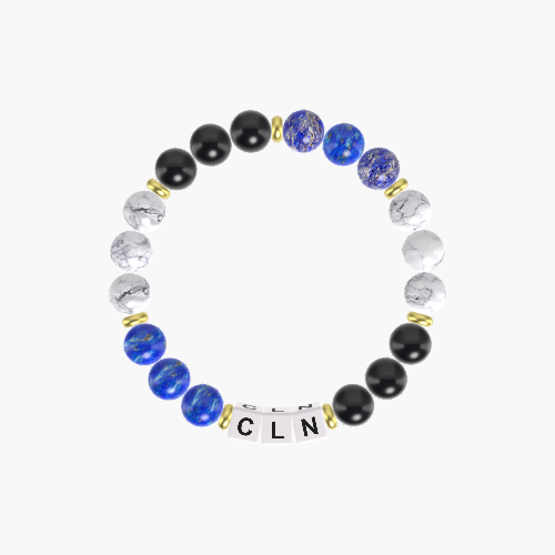 Black Obsidian, Howlite and Lapis Lazuli Bracelet