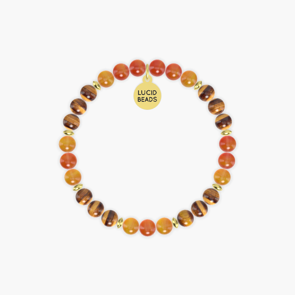 Leo Zodiac Sign - Carnelian and Tiger Eye Bracelet