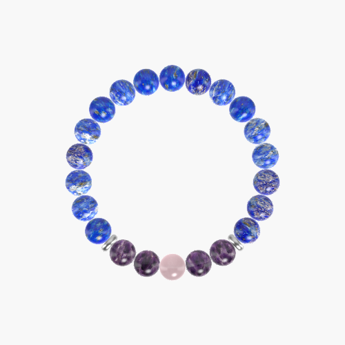 Lapis Lazuli, Amethyst and Rose Quartz Bracelet