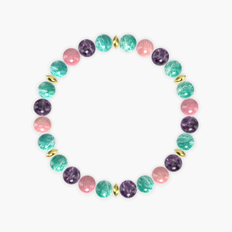 Amazonite, Amethyst and Rhodonite Bracelet