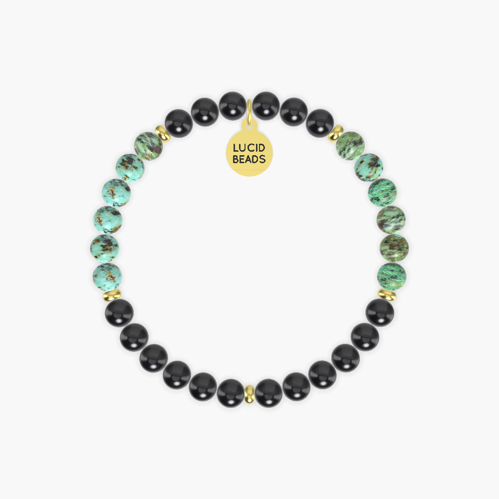 Black Tourmaline and African Turquoise Bracelet