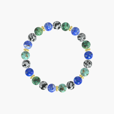 African Turquoise, Snowflake Obsidian and Lapis Lazuli Bracelet