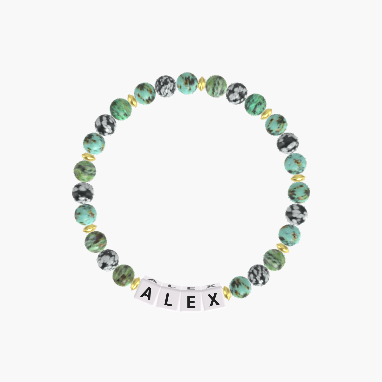 African Turquoise and Snowflake Obsidian Bracelet