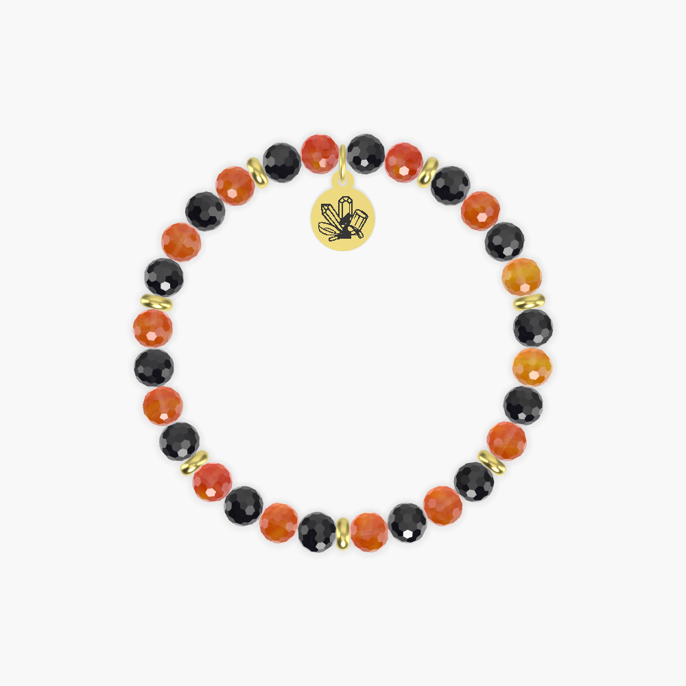 Carnelian and Black Tourmaline Bracelet