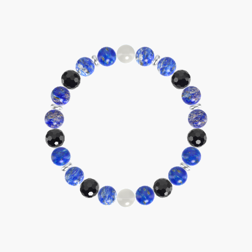Lapis Lazuli, Black Tourmaline and Moonstone Bracelet