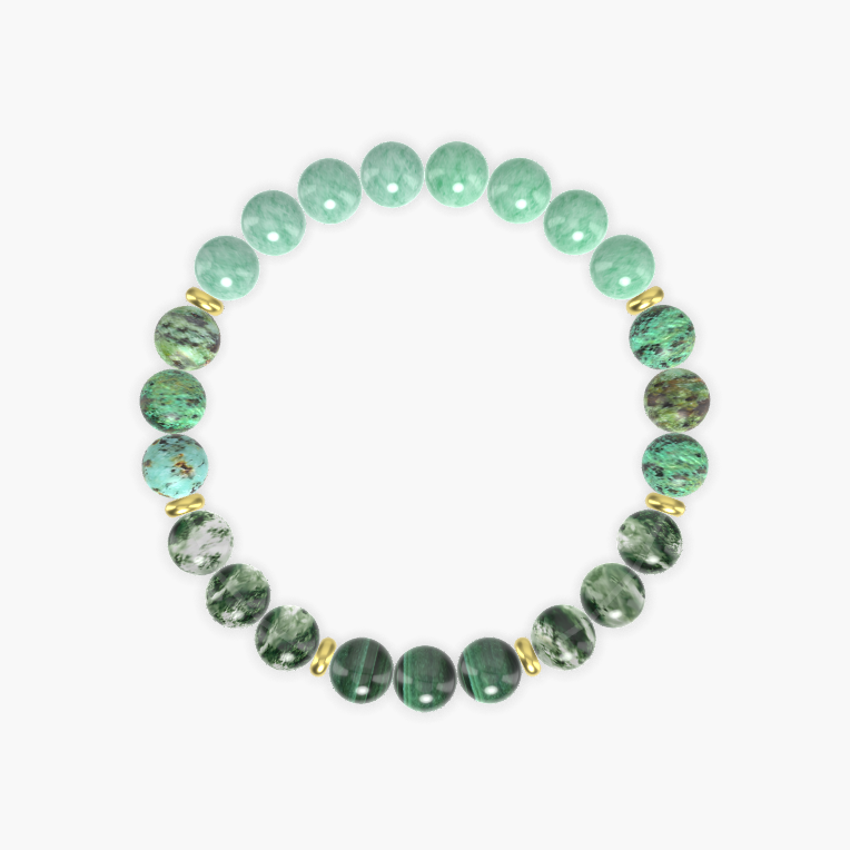 Green Jade, Moss Agate, African Turquoise and more Gemstone Bracelet