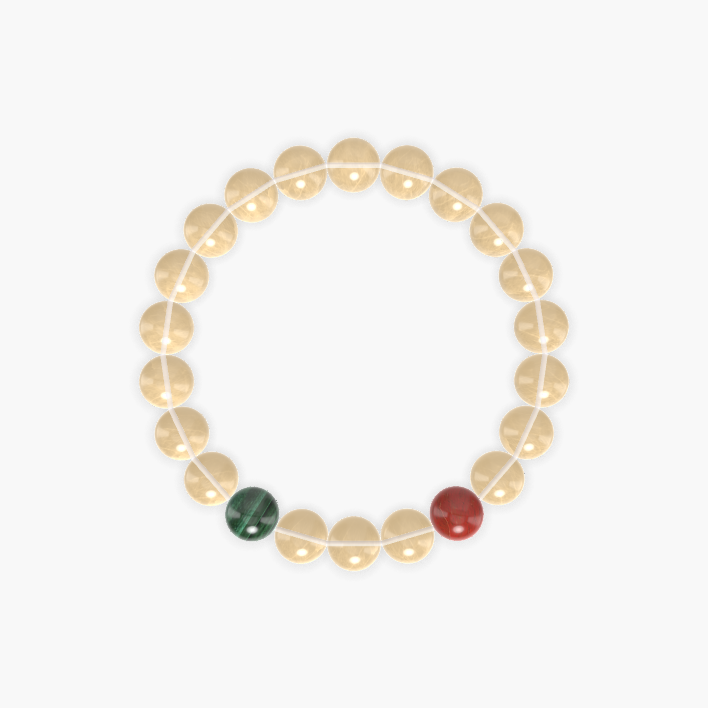 Citrine, Red Jasper and Malachite Bracelet