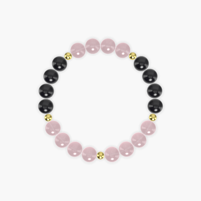 Rose Quartz and Black Obsidian Bracelet