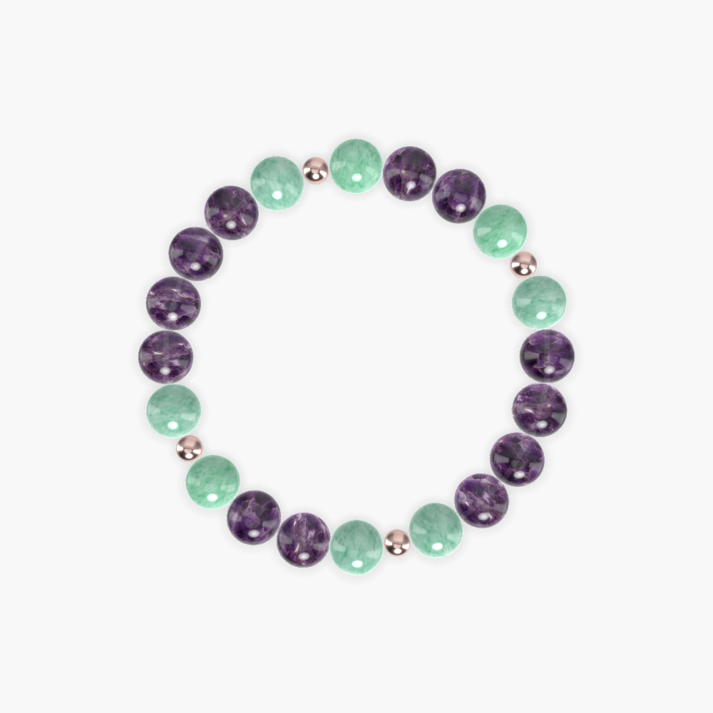 Amethyst and Green Jade Bracelet