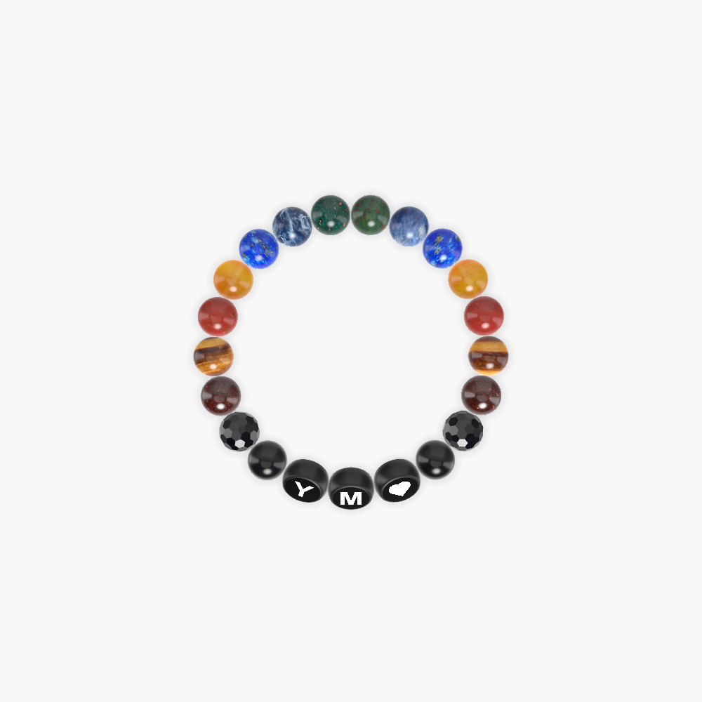 Black Obsidian, Black Tourmaline, Garnet and more Gemstone Bracelet