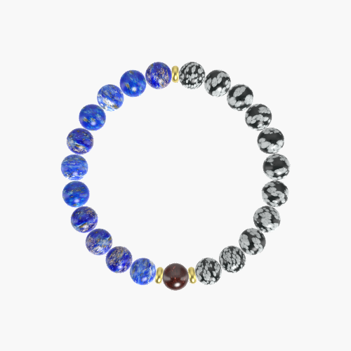 Snowflake Obsidian, Lapis Lazuli and Garnet Bracelet