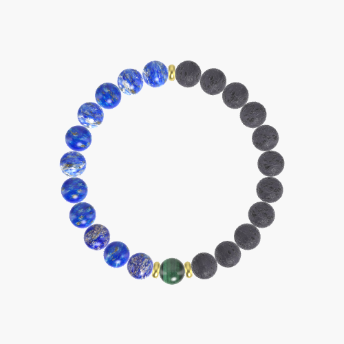 Lava Rock, Lapis Lazuli and Malachite Bracelet