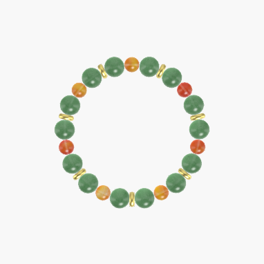 Green Aventurine and Carnelian Gemstone Bead Bracelet