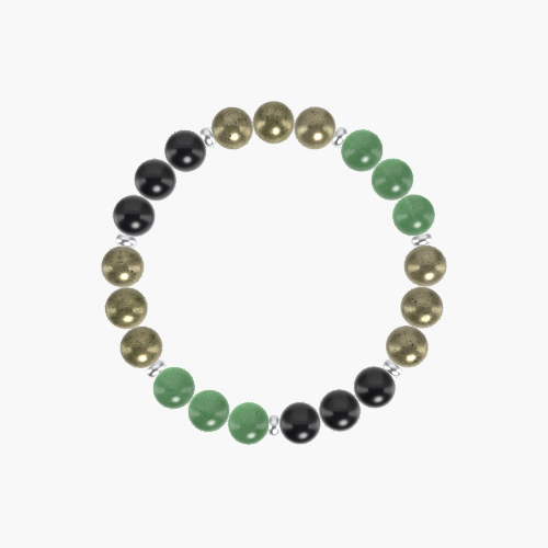 Pyrite, Black Obsidian and Green Aventurine Bracelet