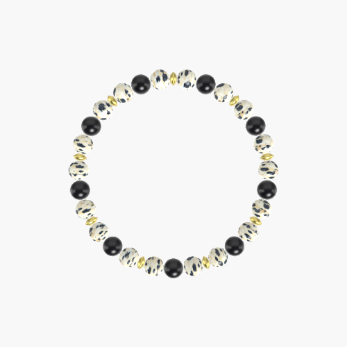 Dalmatian Jasper and Black Obsidian Bracelet