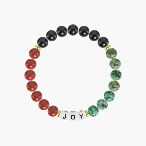 African Turquoise, Black Tourmaline and Red Jasper Bracelet