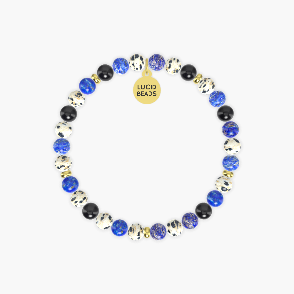 Lapis Lazuli, Dalmatian Jasper, Black Tourmaline and more Gemstone Bracelet